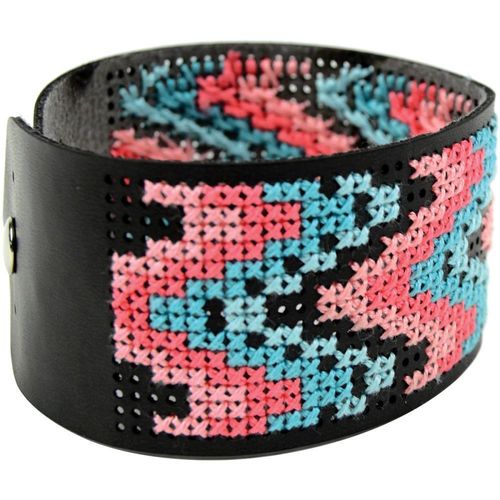 Vegan Faux Leather Bracelet Punched For Cross Stitch