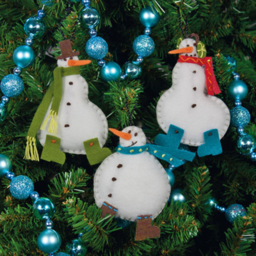 Dimensions  Simple Snowmen Ornaments, Felt Applique