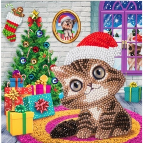 Crystal Art Card Kit "Cozy Kitten"