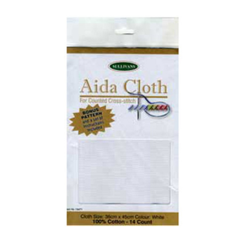 Sullivans 	Aida Cloth 36x45cm White 14 Count