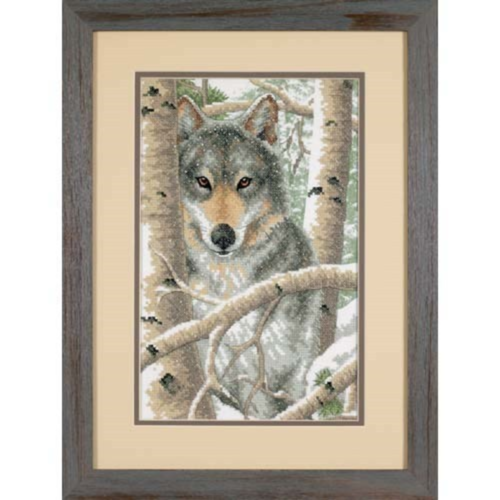 Wintry Wolf Stamped Cross Stitch Kit