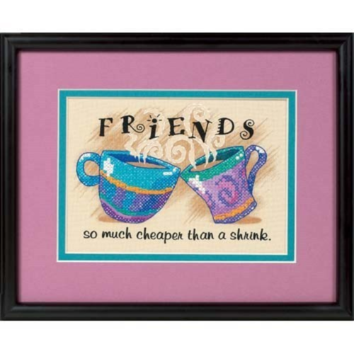 Cheaper than a Shrink, Stamped Cross Stitch