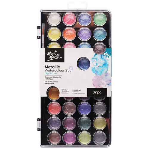 Mont Marte Signature Paint Set - Metallic Watercolour Cake 37pc